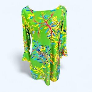 Parisou NWOT SZ XSmall Leopard Green Mini Dress with Vibrant colors SPF‎ 50